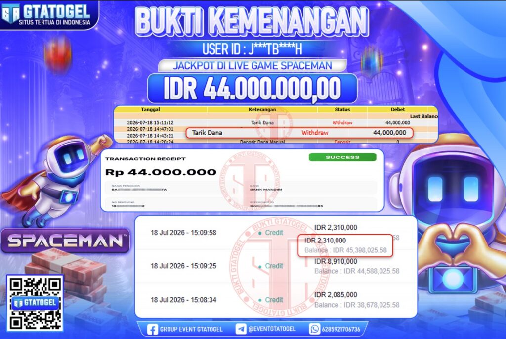 BUKTI WITHDRAW GTATOGEL KEMENANGAN JACKPOT DI LIVE GAME SPACEMAN