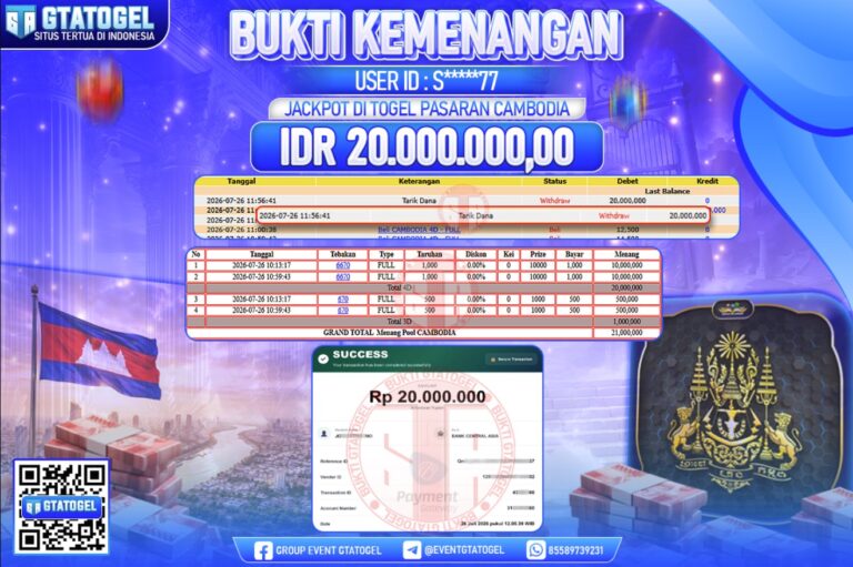 BUKTI WITHDRAW GTATOGEL KEMENANGAN JACKPOT DI TOGEL PASARAN CAMBODIA
