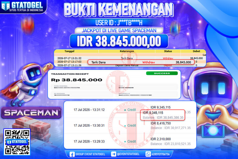 BUKTI WITHDRAW GTATOGEL KEMENANGAN JACKPOT DI LIVE GAME SPACEMAN