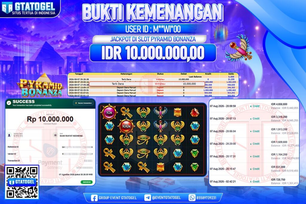 BUKTI WITHDRAW GTATOGEL KEMENANGAN JACKPOT DI SLOT PYRAMID BONANZA